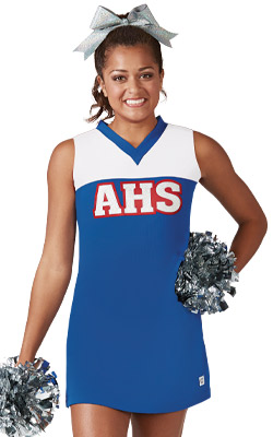 Real Authentic Chasse Adult Cheerleader Uniform Cheer Outfit Lions L Blue White 