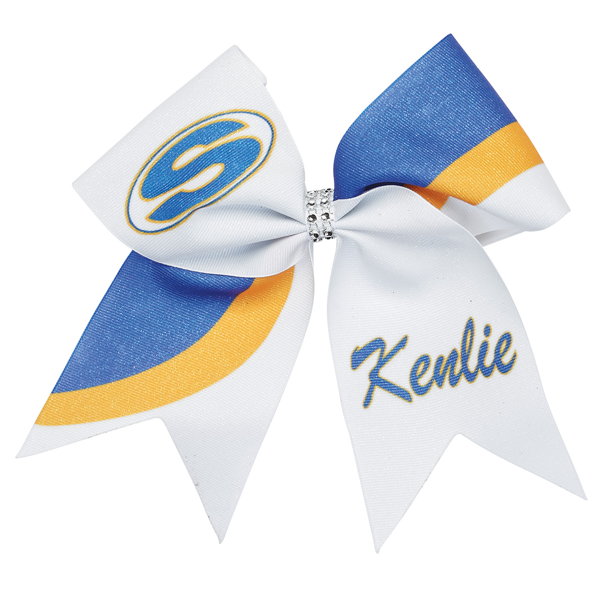 Personalized Embroidered White Long Tail Hair Bow for girls and cheer teams