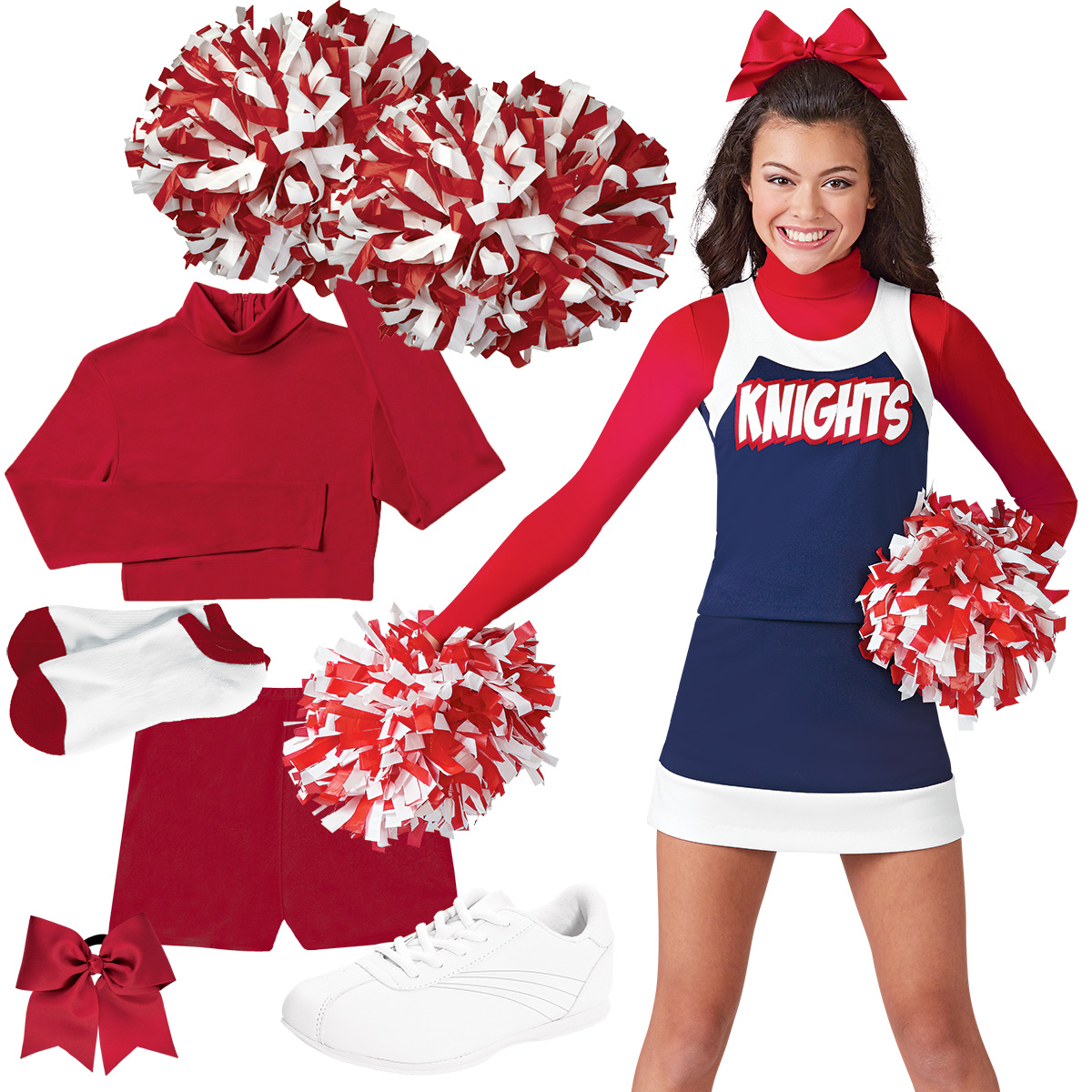 Pizzazz Red White Cheer Uniform Top Girls 12-14 