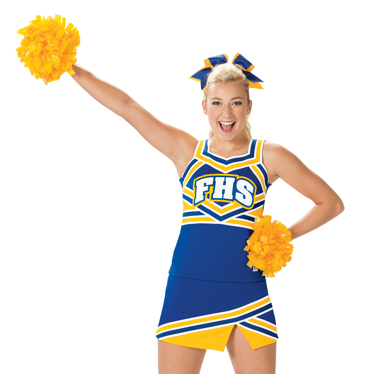 Plastic Cheerleader Pom-Poms - 4 in. Half-n-Half with Baton Handle