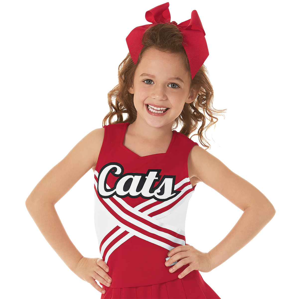 Shell Uniform Color Red Stock Sweetheart Neck Cheer Uniform Shell with Criss Cross Design