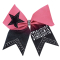 3" Sublimated Ombre' Bow on Shimmer Ribbon with Team Name & Mascot and Rhinestone Tail Accents