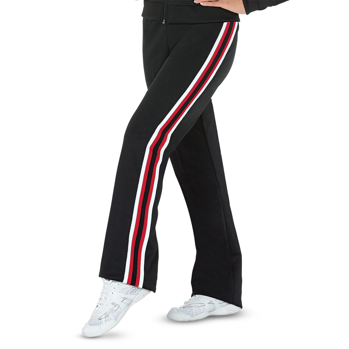 Poly Boot Cut Warm-Up Pants with Side Stripes