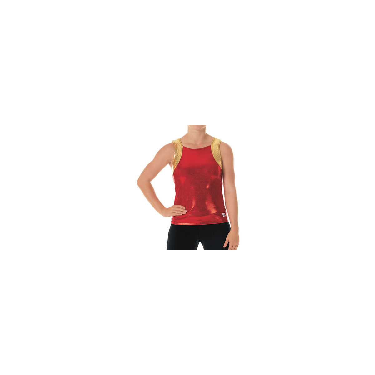 CC Dancewear Round Neck Specialty Material Top with Open Back
