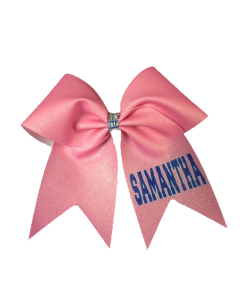 3" Personalized Sublimated Shimmer Ribbon Bow with Rhinestone Knot