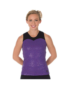 CC Dancewear Round Neck Racer Back Sequin Top with Upper Inset