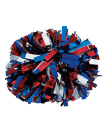 Three Color 4" Metallic Baton Handle Pom