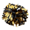 Two Color 6" Metallic Baton Handle Poms - Metallic Black/Metallic Gold