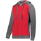 Three Season Fleece Full Zip Heather Hoodie - Charcoal/Red