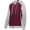 Three Season Fleece Full Zip Heather Hoodie - Grey/Maroon