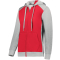 Three Season Fleece Full Zip Heather Hoodie - Grey/Red