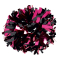 Two Color 6" Metallic Baton Handle Poms - Metallic Black/Metallic Hot Pink