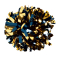 Two Color 6" Metallic Baton Handle Poms - Metallic Navy Blue/Metallic Gold