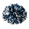 Two Color 6" Metallic Baton Handle Poms - Metallic Navy Blue/Metallic Silver