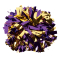 Two Color 6" Metallic Baton Handle Poms - Metalic Purple/Metallic Gold