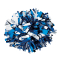 Two Color 6" Metallic Baton Handle Poms - Metallic Royal Blue/Metallic Silver