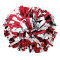 Two Color 6" Metallic Baton Handle Poms - Metallic Red/Metallic Silver