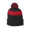 Sport-Tek® Stripe Pom Pom Beanie - Black/Red