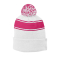 Sport-Tek® Stripe Pom Pom Beanie - White/Hot Pink