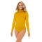 Poly/Spandex Blend - Mock Turtleneck Bodysuit - Bright Gold