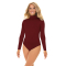Poly/Spandex Blend - Mock Turtleneck Bodysuit - Maroon
