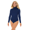 Poly/Spandex Blend - Mock Turtleneck Bodysuit - Navy Blue