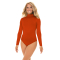 Poly/Spandex Blend - Mock Turtleneck Bodysuit - Orange