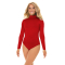 Poly/Spandex Blend - Mock Turtleneck Bodysuit - Red