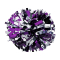 Two Color 6" Metallic Baton Handle Poms - Metallic Purple/Metallic Silver