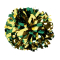Two Color 6" Metallic Baton Handle Poms - Metallic Forest Green/Metallic Gold