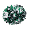 Two Color 6" Metallic Baton Handle Poms - Metallic Forest Green/Metallic Silver