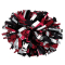 Three Color 4" Metallic Baton Handle Poms - Black/Red/Silver