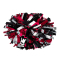 Three Color 4" Metallic Baton Handle Poms - Black/Red/Silver