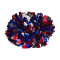 Three Color 4" Metallic Baton Handle Poms - Royal Blue/Red/Silver