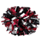 Three Color 6" Metallic Baton Handle Poms - Metallic Black/Metallic Red/Metallic Silver