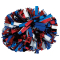 Three Color 6" Metallic Baton Handle Poms - Metallic Royal Blue/Metallic Red/Metallic Silver