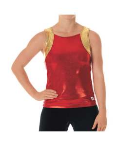 CC Dancewear Round Neck Specialty Material Top with Open Back