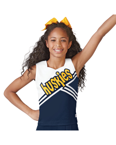 Stock Sweetheart Neck Cheer Uniform Shell Top with Diagonal Design