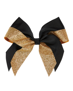 Extra Large Double Layer Fused Bow with Glitter Accent