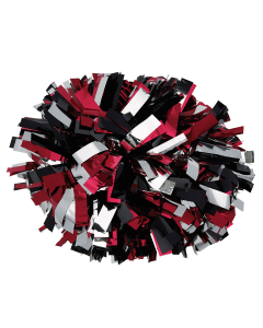 6" Three Color Metallic Baton Handle Pom