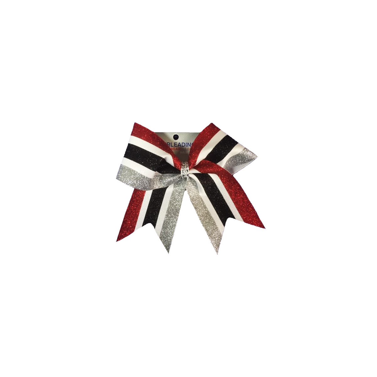 3" Custom Glitter Stripe Bow with Rhinestone Knot