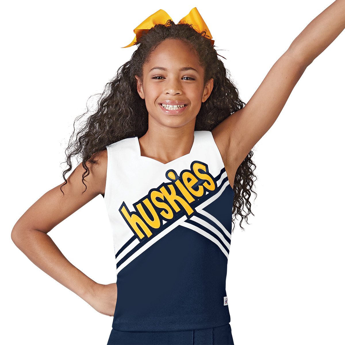 Stock Sweetheart Neck Cheer Uniform Shell Top with Diagonal Design - Navy Blue
