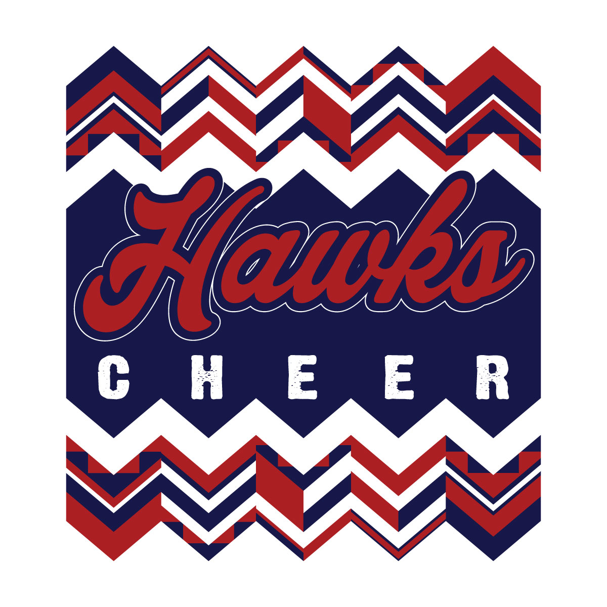 2 Color Script & Block Text Chevron Screenprint Design (CTND183)