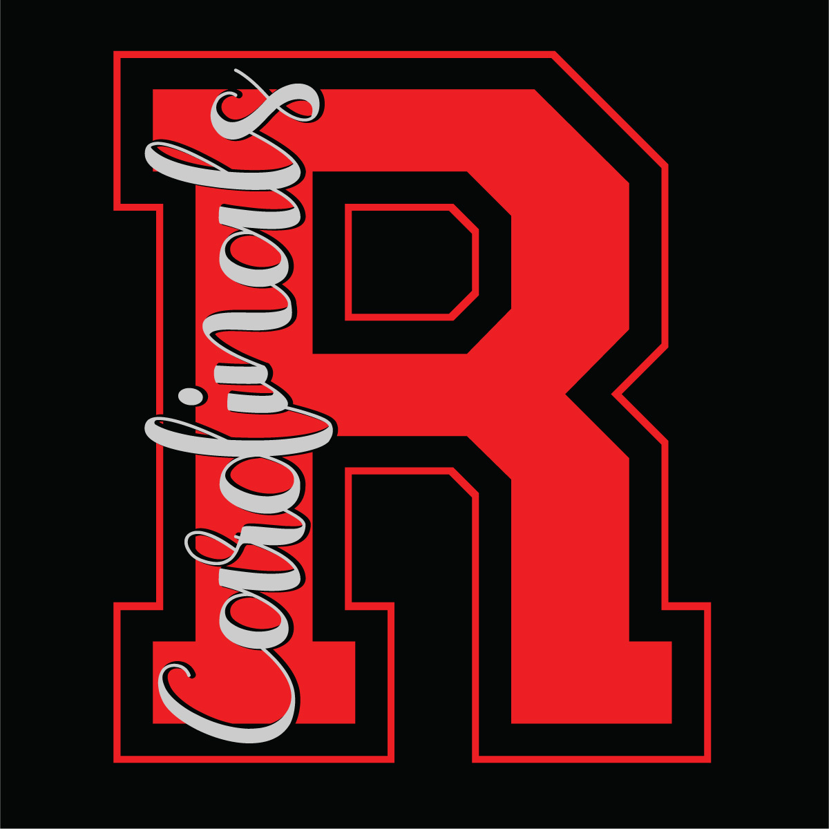 2 Color Large Initial Script Text Screenprint Design (CTND272)
