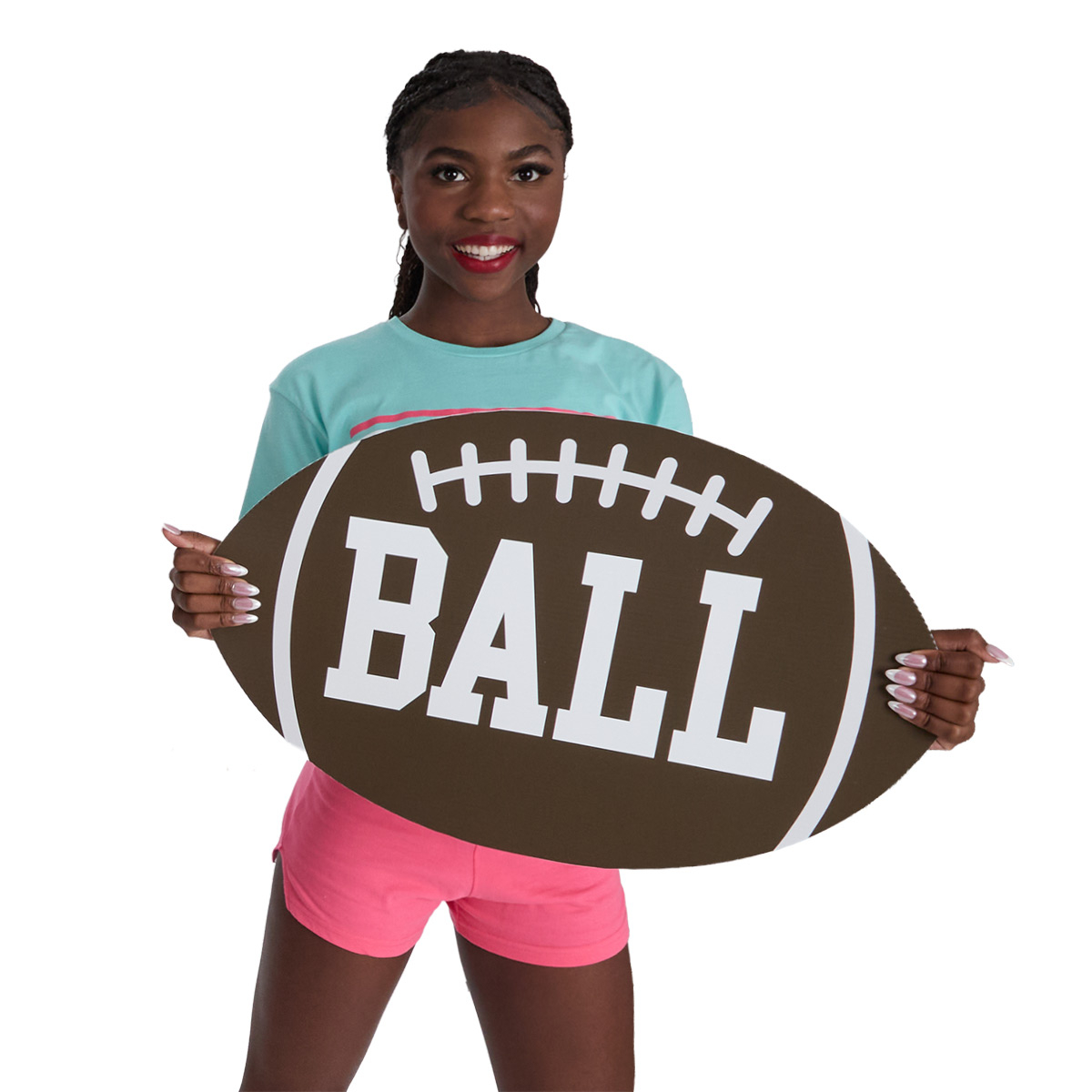 Custom Football Shaped Pep Rally Sign Printed on One Side - 15" x 24"