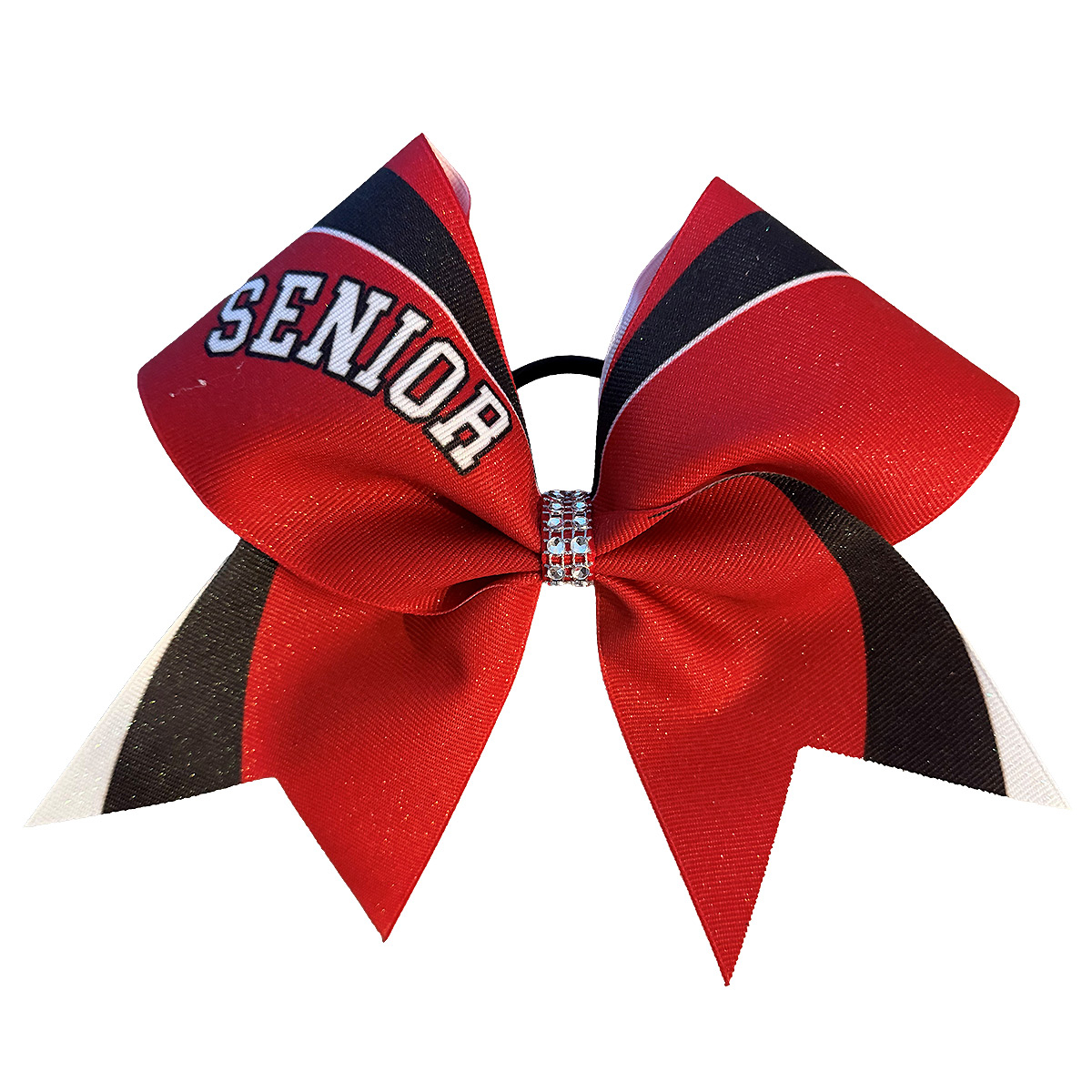 In-Stock Extra Large Sublimated Striped Senior Bow - Red