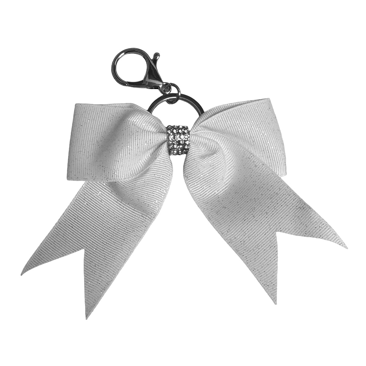 Glitter White Keychain Bow