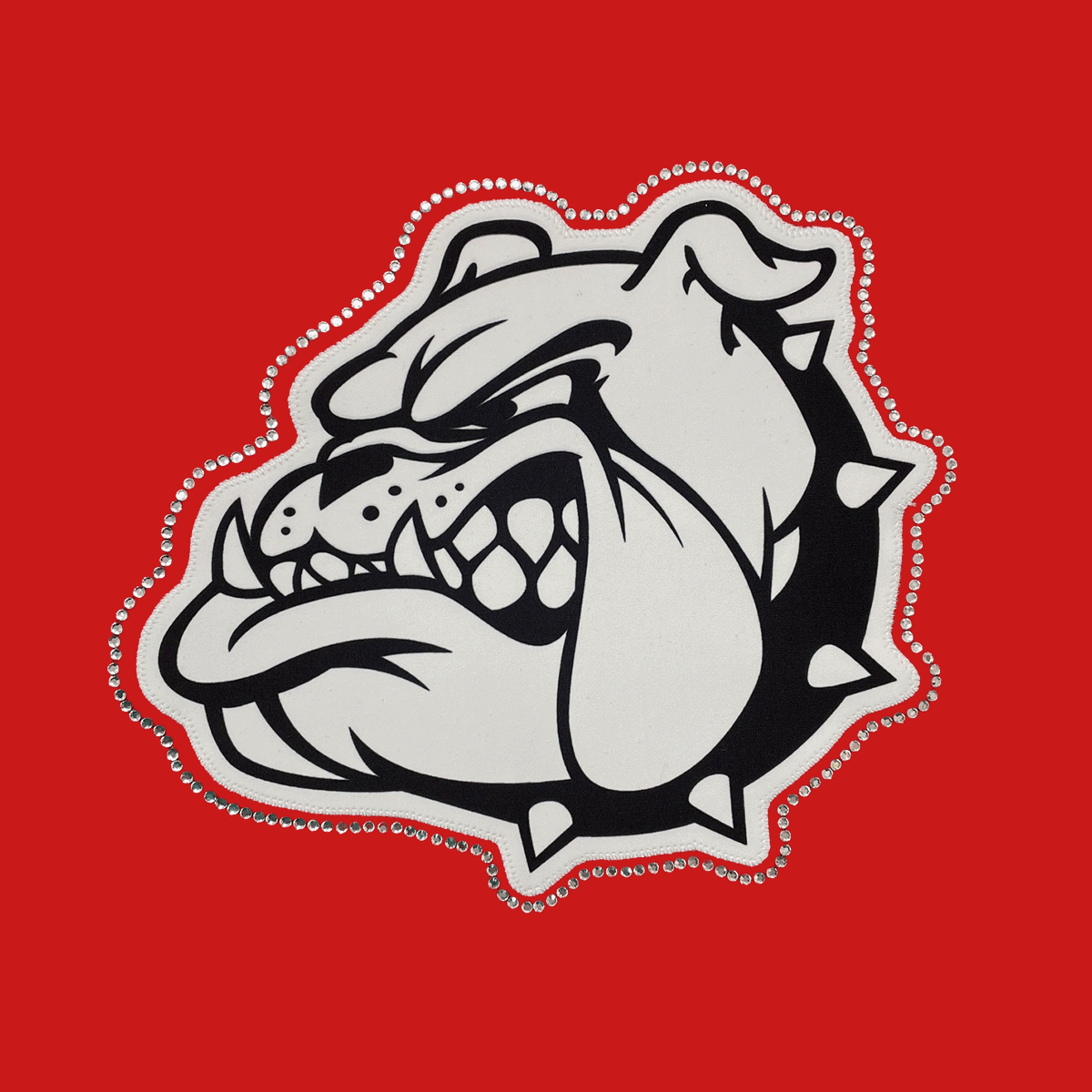 CC Fusion Sublimated Bulldog Mascot with Rhinestone Outline (SMAS005-RO)