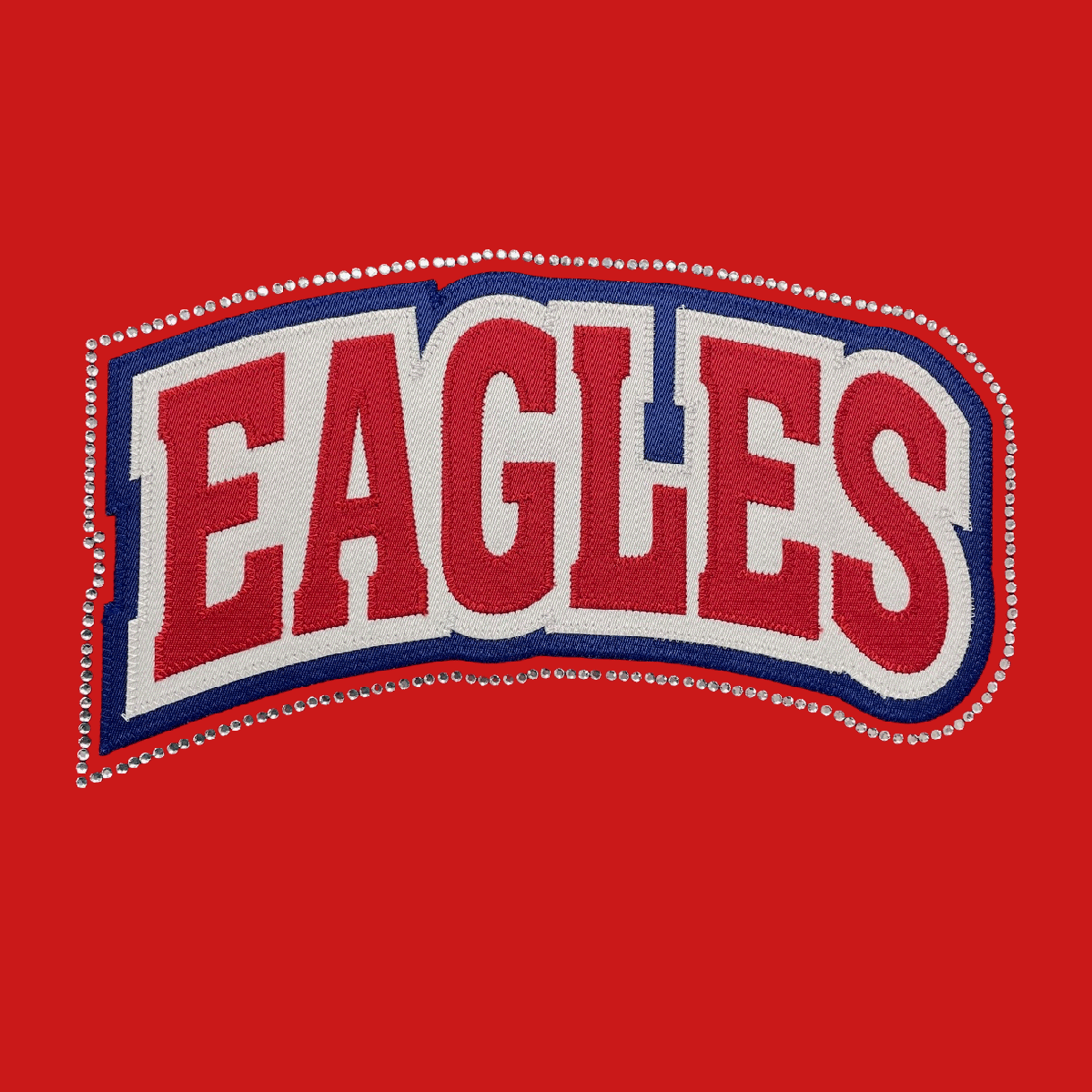 3 Color Block Lettering with Rhinestone Outline (TARAKC3-RO)