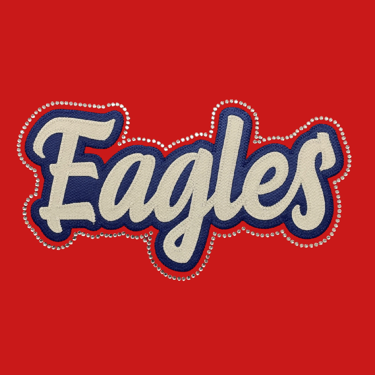 2 Color Script Lettering with Rhinestone Outline (TRDT2-RO)